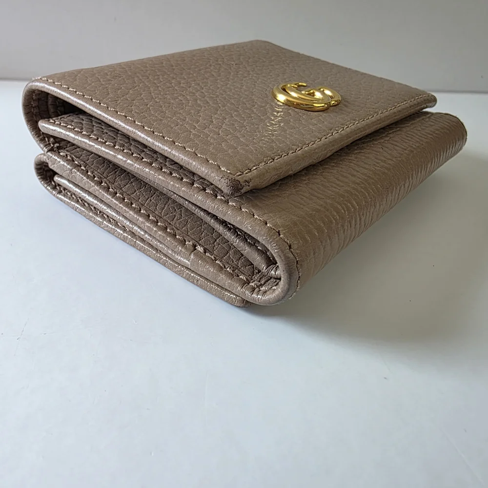 Gucci GG Marmont Small Tri-Fold Wallet Dusty Rose/Taupe + COA - Picture 6 of 13